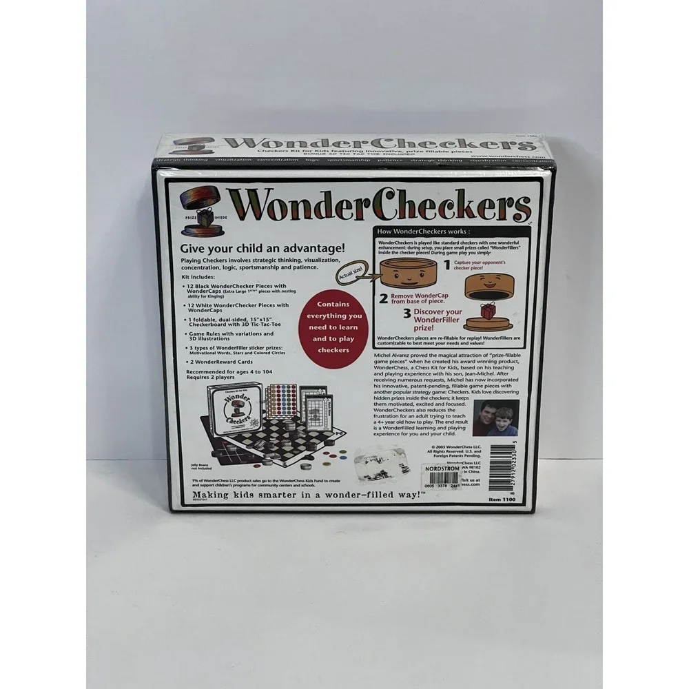 WonderCheckers Checkers Kit for Kids‎ Prize Fillable Pieces 3D NEW
